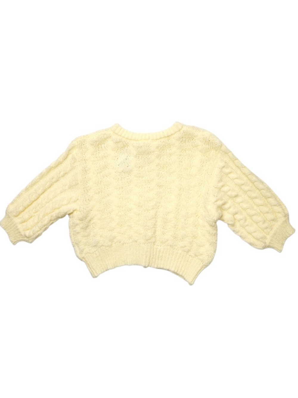 UO Kimchi Blue Maye Floral Button,Short Yellow Cable Knit Cardigan Size:Small - Picture 3 of 10
